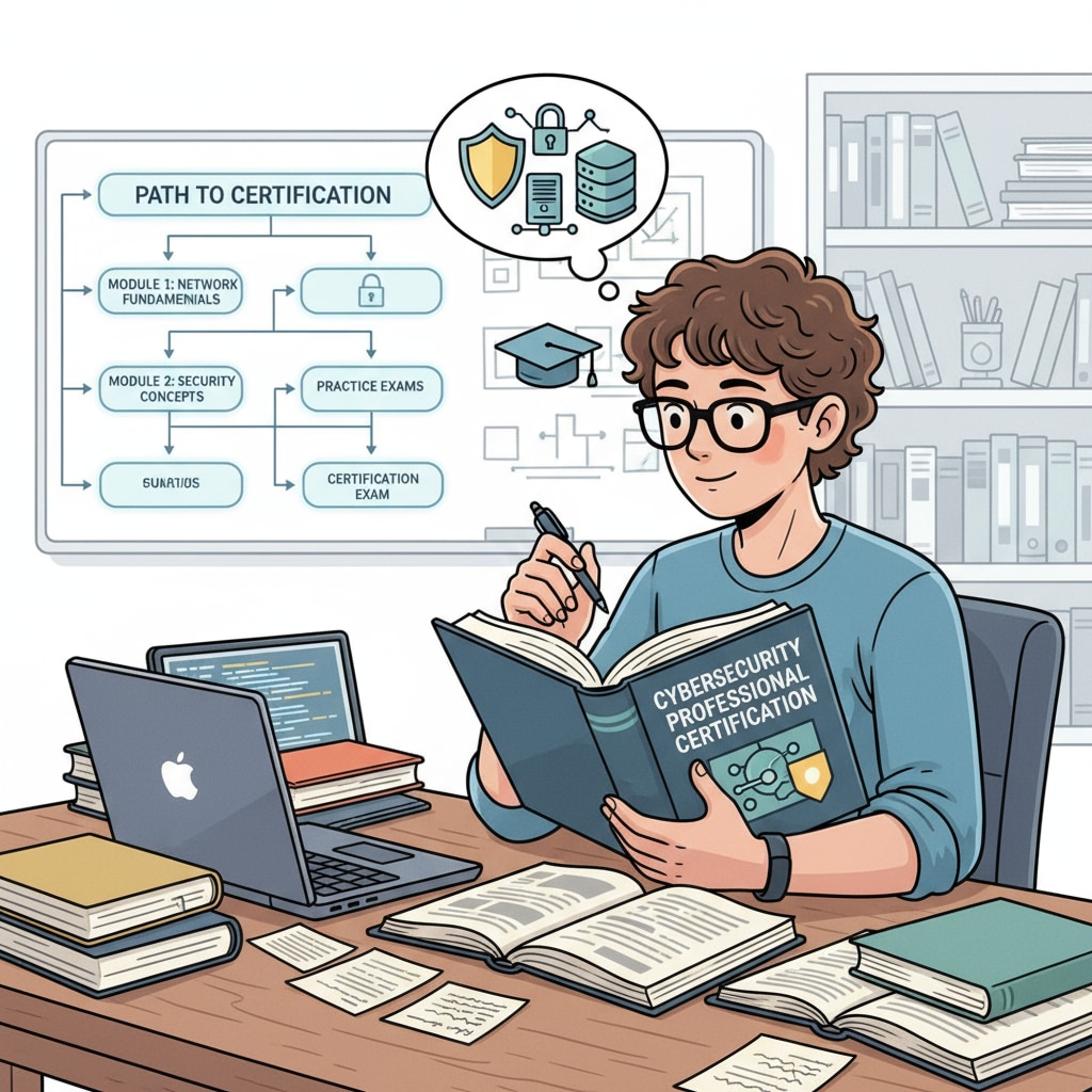 A student studying for a professional certification exam, highlighting the dedication towards achieving a relevant certification in the tech field. A student preparing for a professional certification in engineering and computer science through alternative education