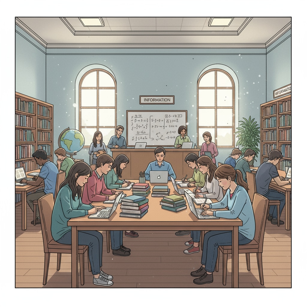 International students are studying in a university library, concentrating on their books and notes, which represents their pursuit of knowledge. International students studying in a university library after facing academic misconduct and considering reapplying