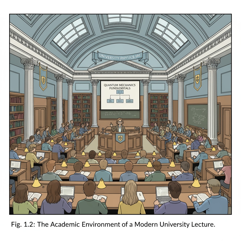 Students attending a university lecture, depicting the academic environment of a university. Students experiencing university education related to major selection, academic success, and career planning