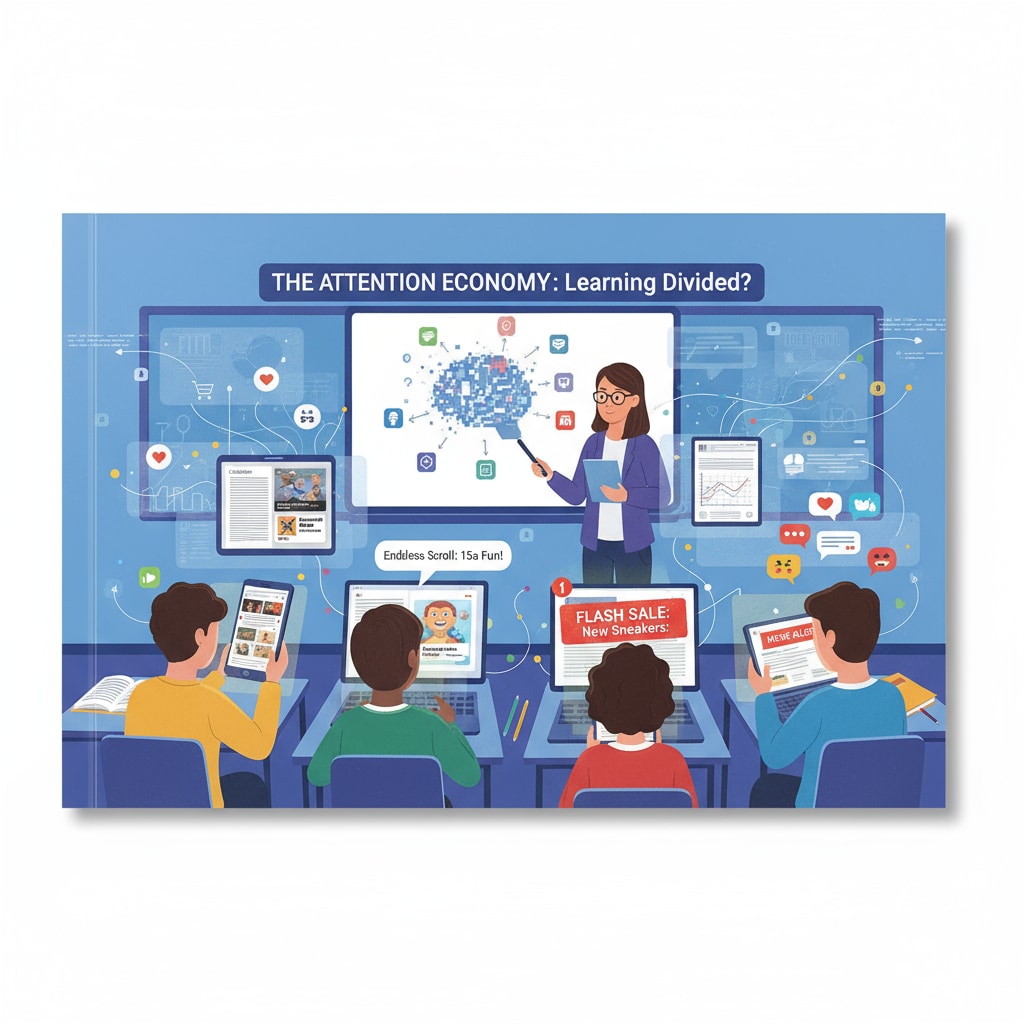 Students in an environment influenced by the attention economy, information desert, and tech manipulation