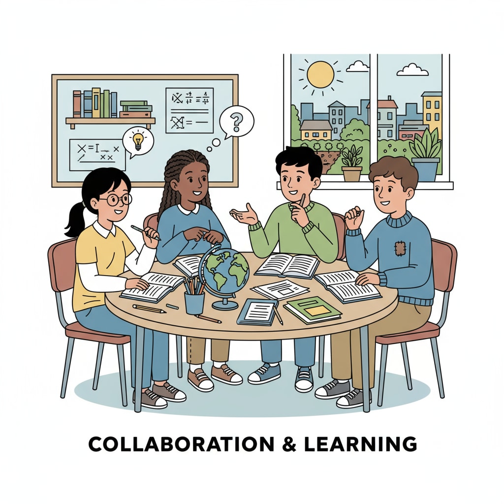 A group of students from disadvantaged backgrounds discussing in a classroom, showing their interaction and expressions. A scene depicting students with limited education resources engaged in a discussion, highlighting the need for authentic representation in fiction writing.