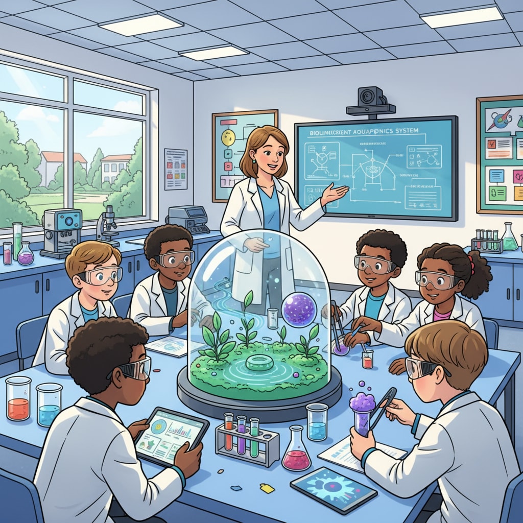 An innovative science experiment setup in a K12 classroom, with students observing and participating. Innovative science experiment in a K12 classroom for teacher interviews, innovative courses, and student engagement