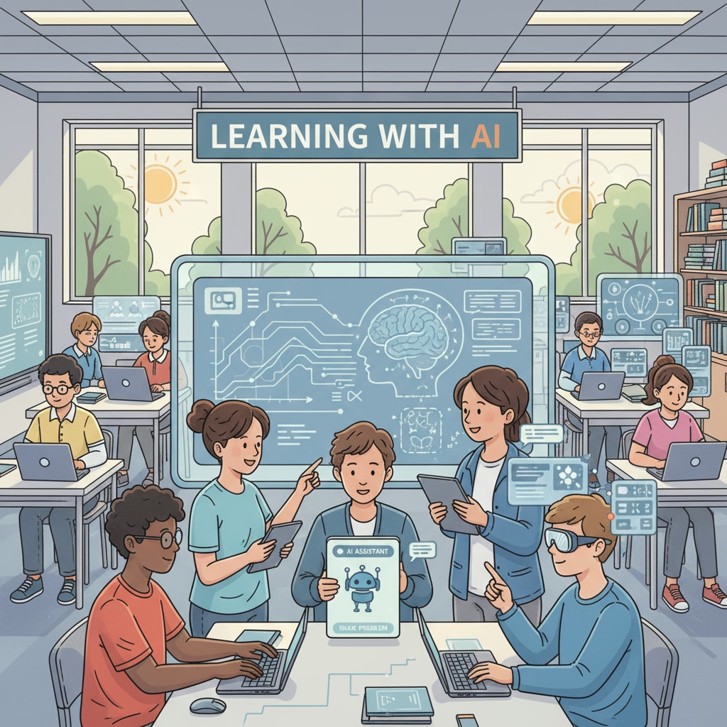 Students using AI tools in a K12 classroom to support learning, highlighting the need for proper AI policies and understanding of skill values.