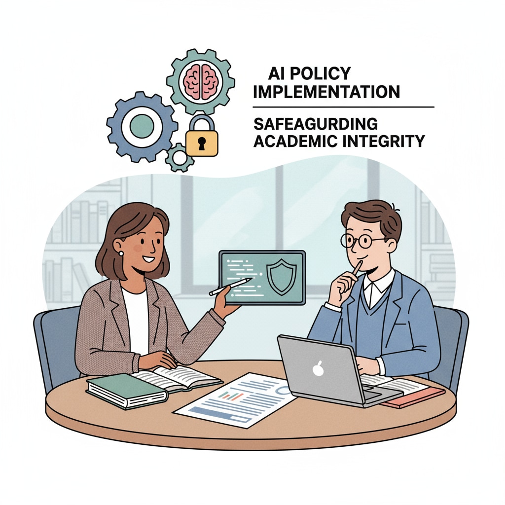 Educator discussing AI policies to maintain academic integrity and uphold the value of skills in K12 education.