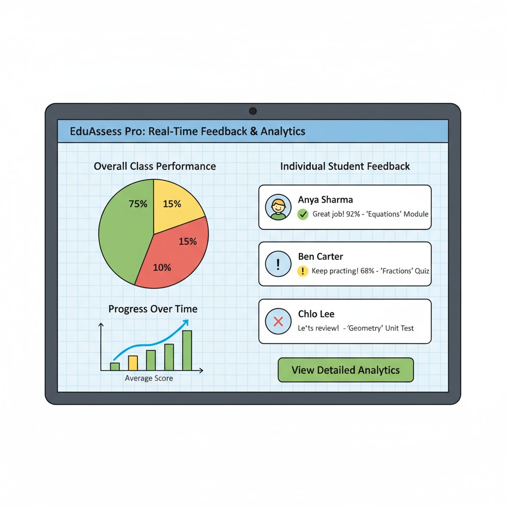 A screenshot of an educational technology tool that offers real-time feedback and analytics for better assessment. An educational technology tool for better assessment as a motivation for teacher adoption.