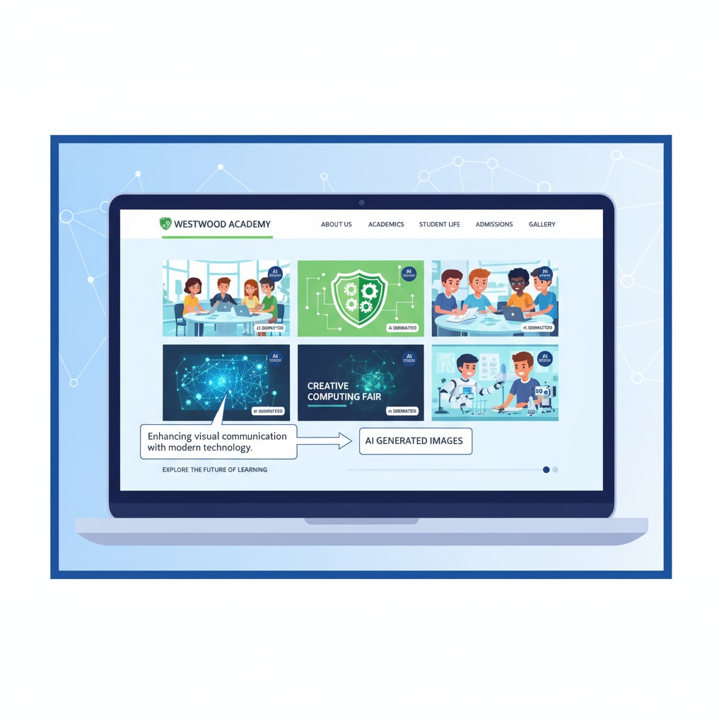 High school website featuring AI-generated images, related to educational ethics.