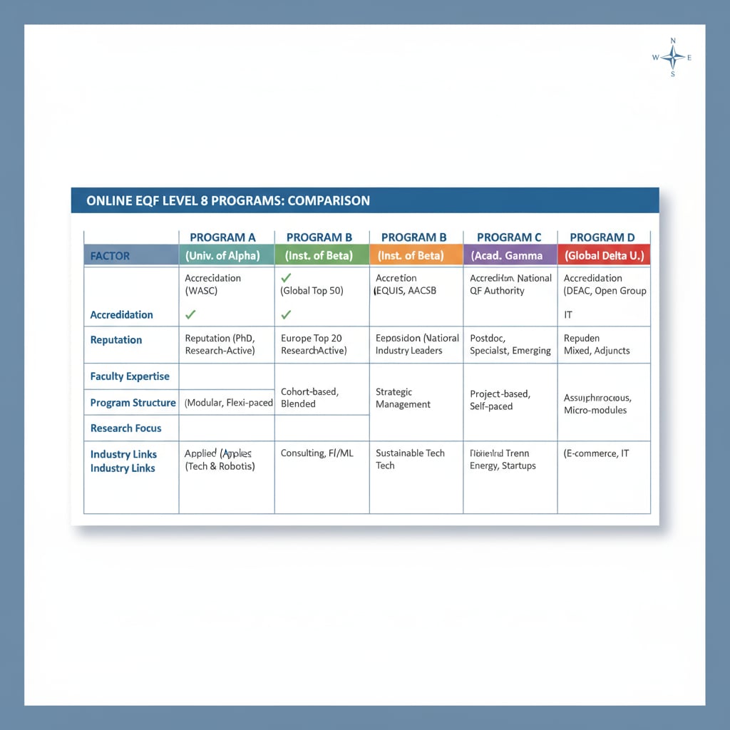 Graphic comparing different aspects of online EQF 8 programs