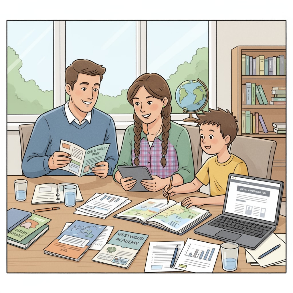 Family making educational choices for siblings regarding private and public schools