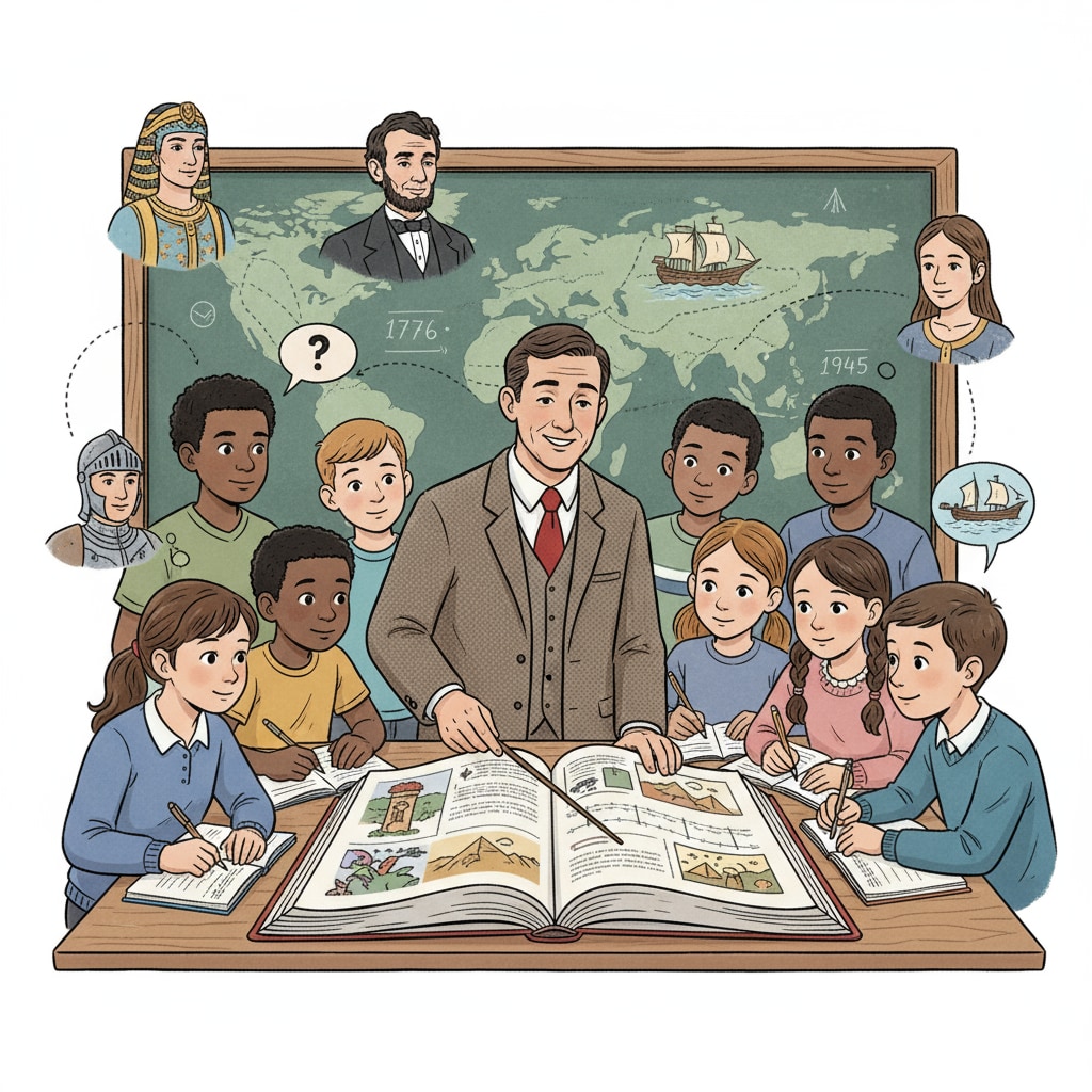 Students in a history class related to teaching profession, history teacher, and university application