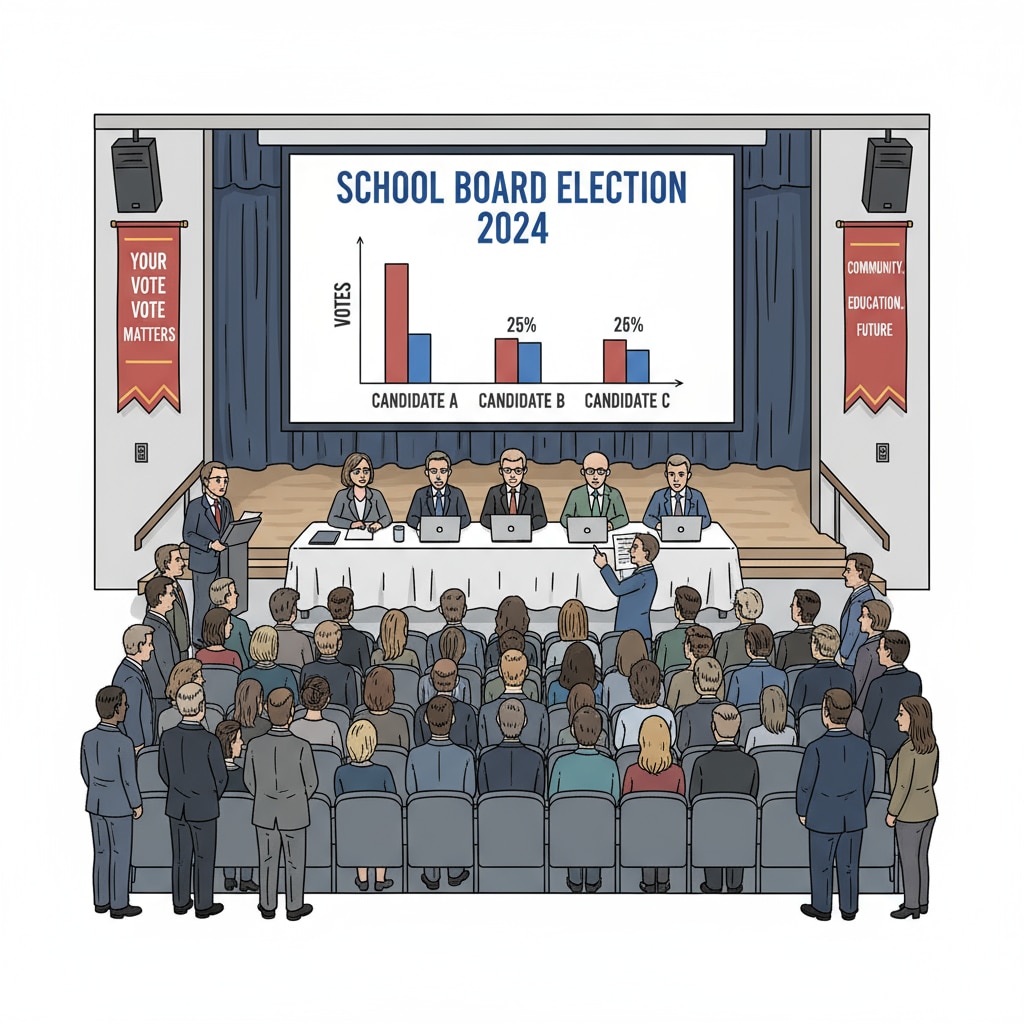 People at a school board election showing signs of the ongoing conflict and lack of civility.