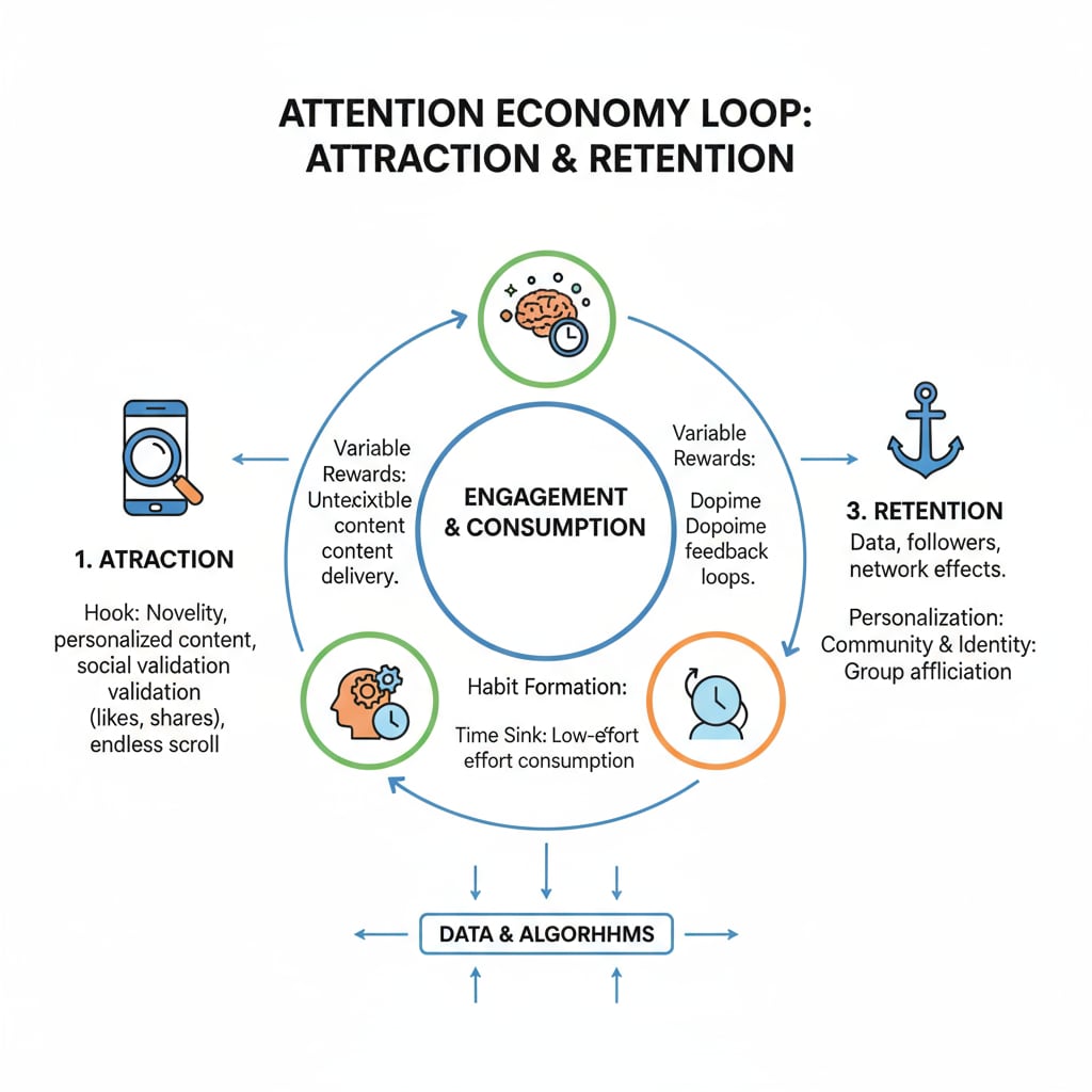 Diagram of attention economy platform mechanisms
