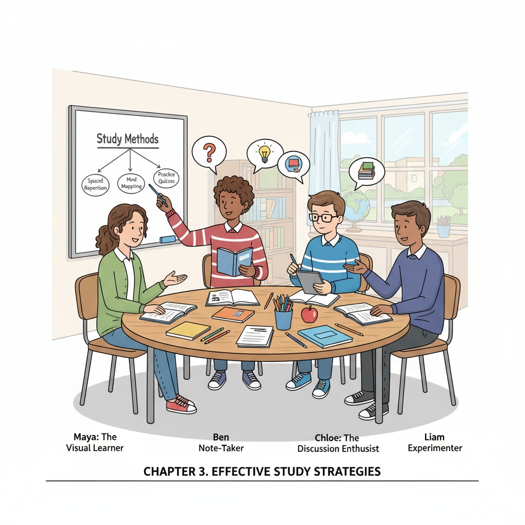 High school students discussing study methods