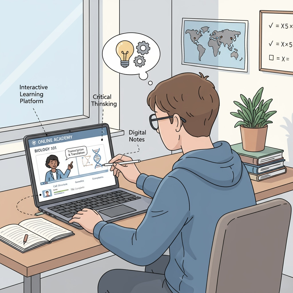 Student studying an online high school course