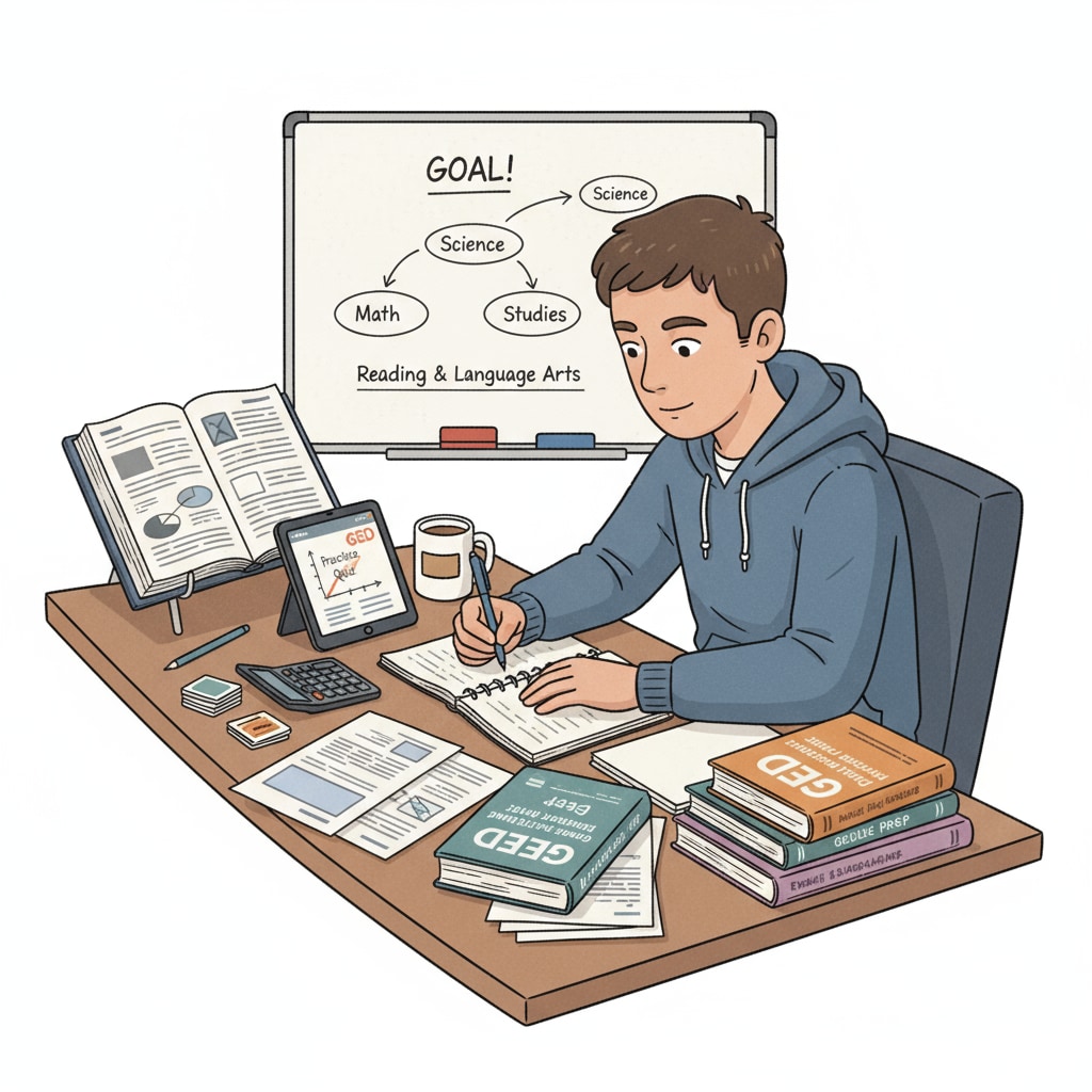 Student studying for GED test as an education choice