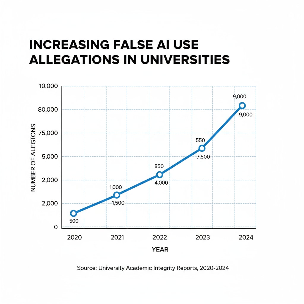 Graph showing the rise in false AI use allegations in universities