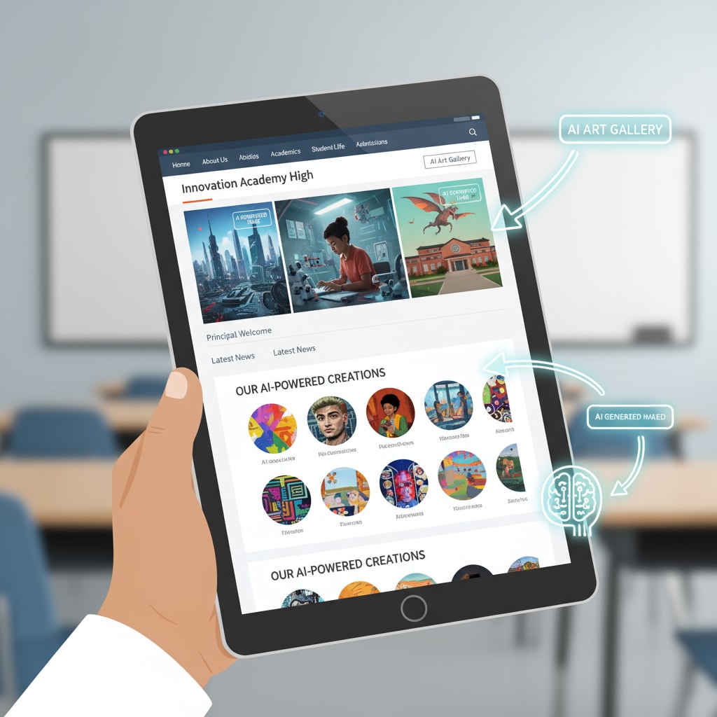 High school website with AI-generated images related to educational ethics