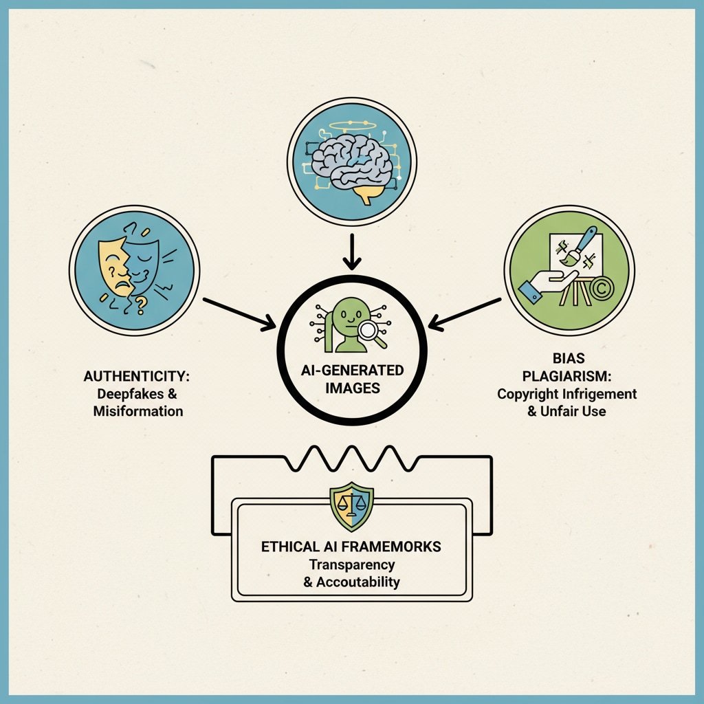 Visual representation of ethical issues in AI-generated images for high school websites