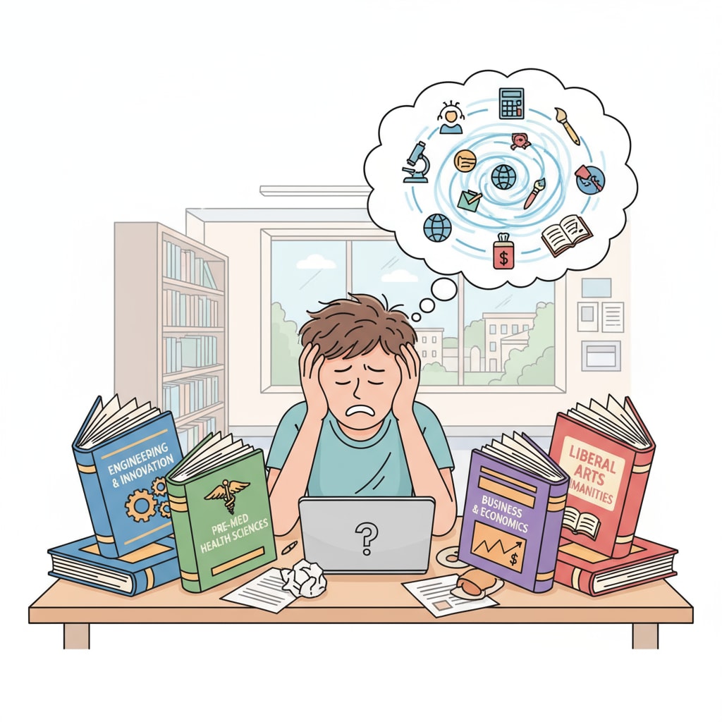 Student frustrated while choosing a university major without clear interests