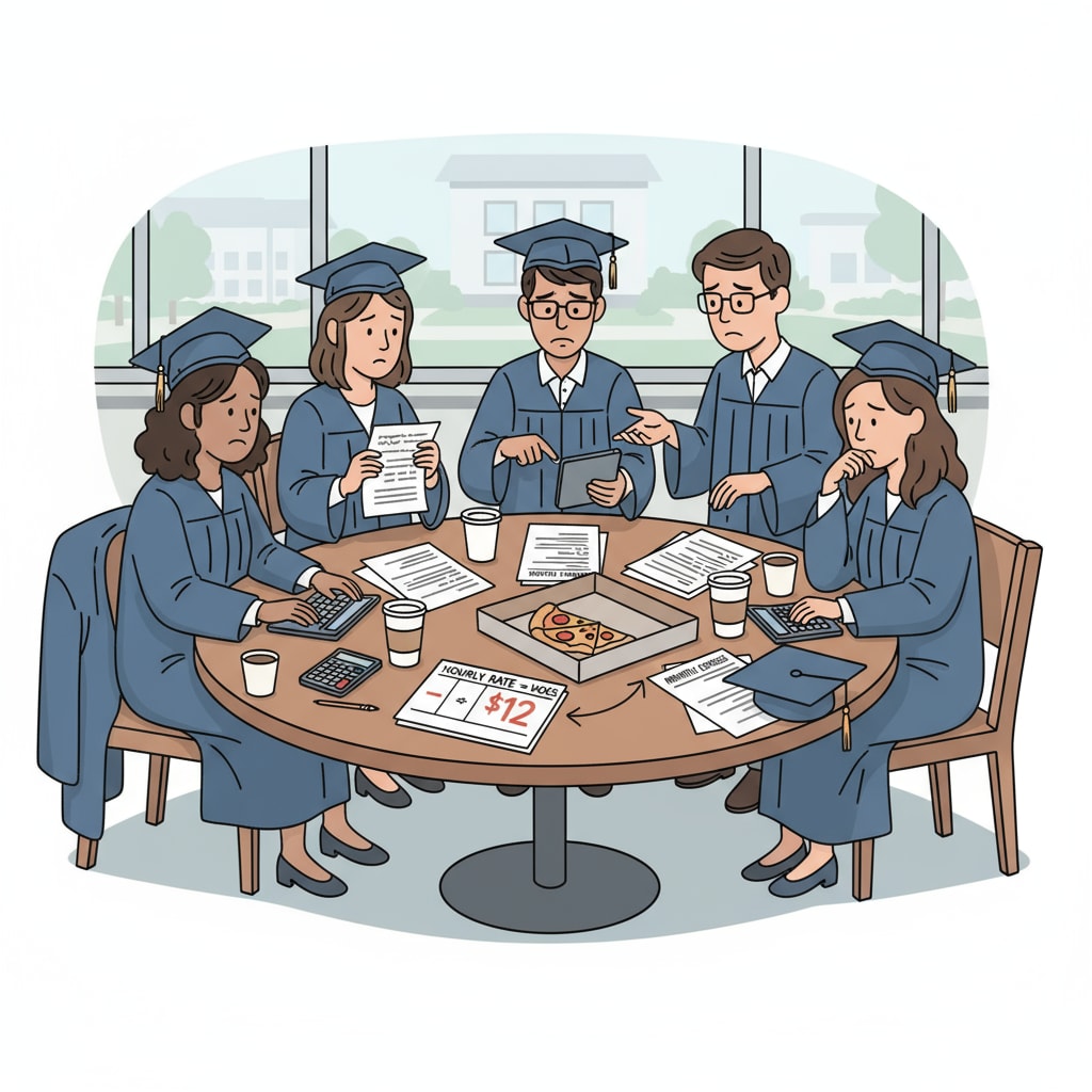 University graduates discussing their low pay from tutoring companies