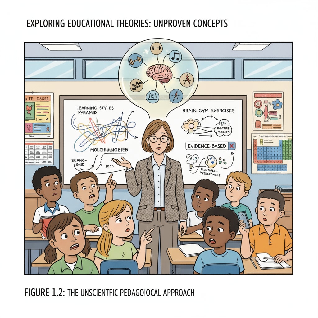 Students in an American classroom being taught an unproven educational concept amidst cultural deficiencies and lack of scientific evidence