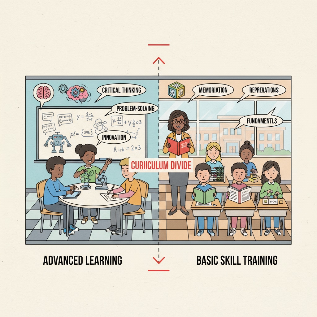 Curriculum divide in American schools related to social class screening