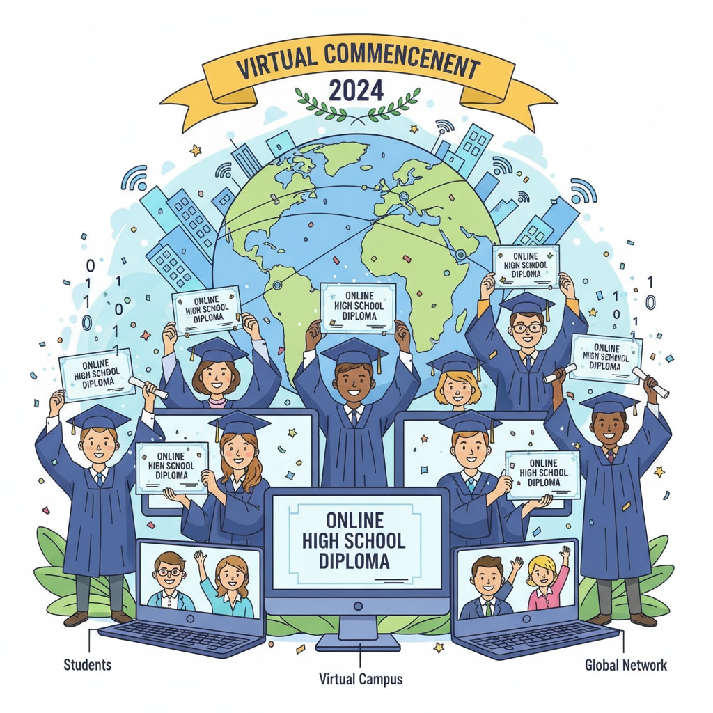 Students celebrating the acquisition of an online high school diploma recognized by universities