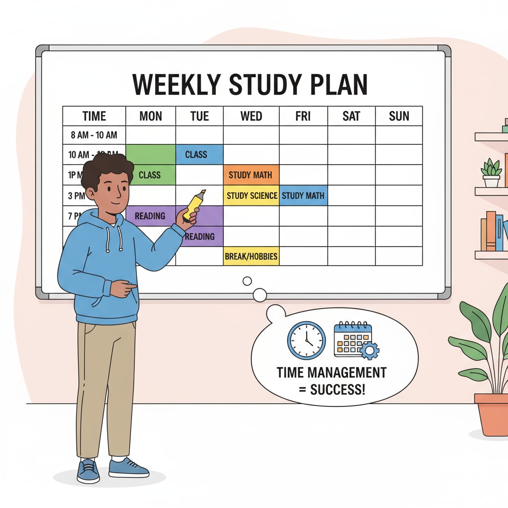 A K12 student focusing on time management for exam review and learning