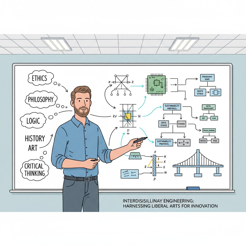 An engineer applying liberal arts knowledge to solve a technical problem