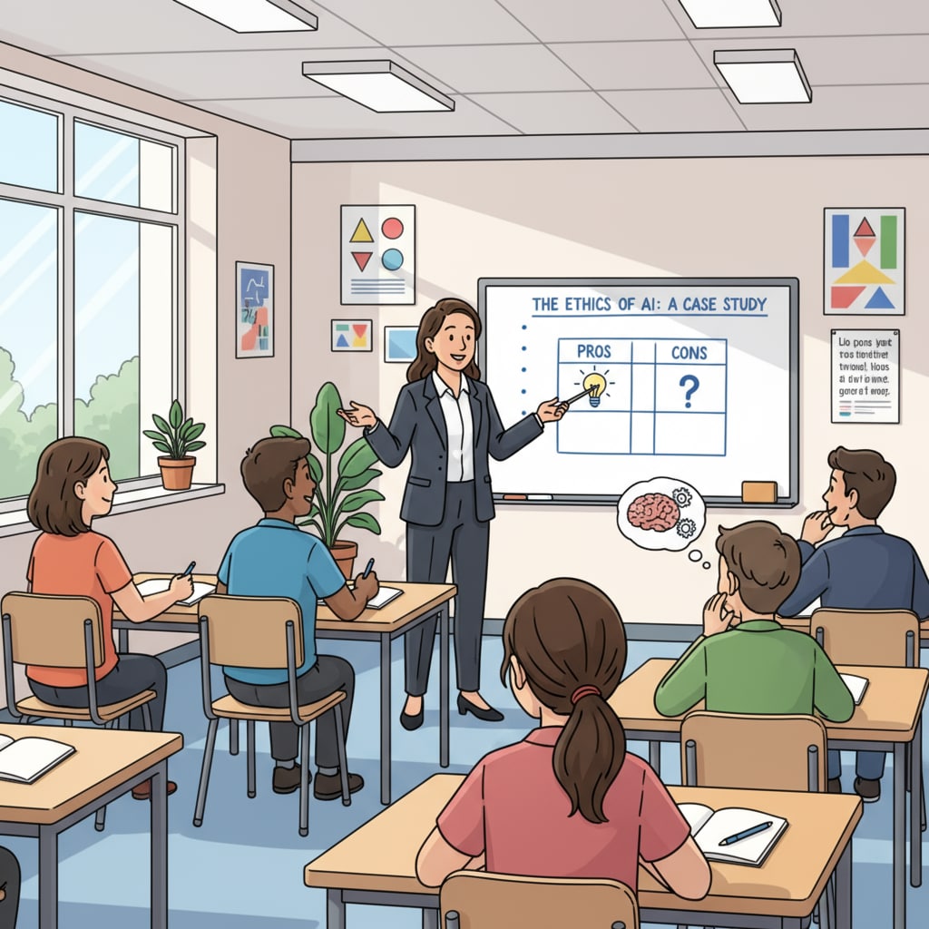 Teacher guiding students to study ethics for cultivating empathy in K12 education