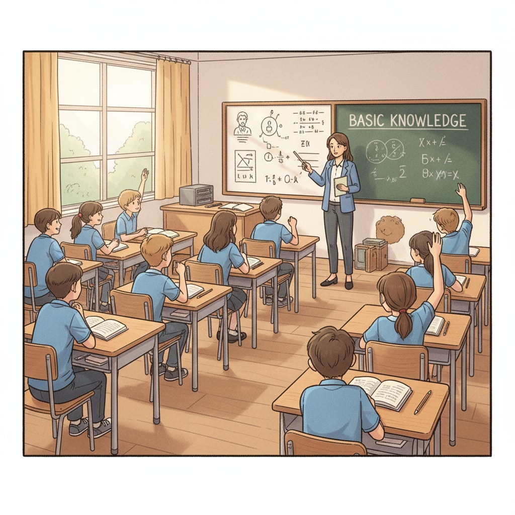 Teenager students learning basic knowledge in a classroom