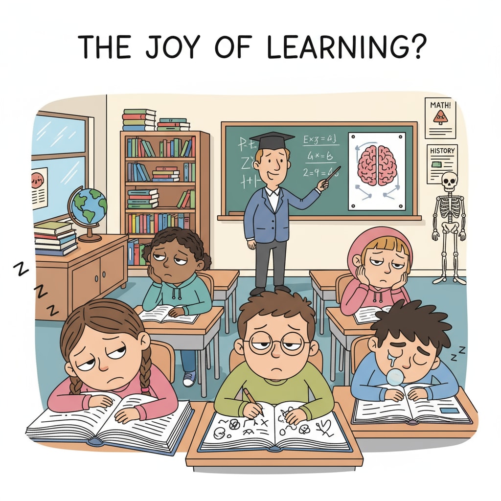 A group of students looking bored in a classroom Bored students in a classroom, indicating the negative impact of obedience on curiosity