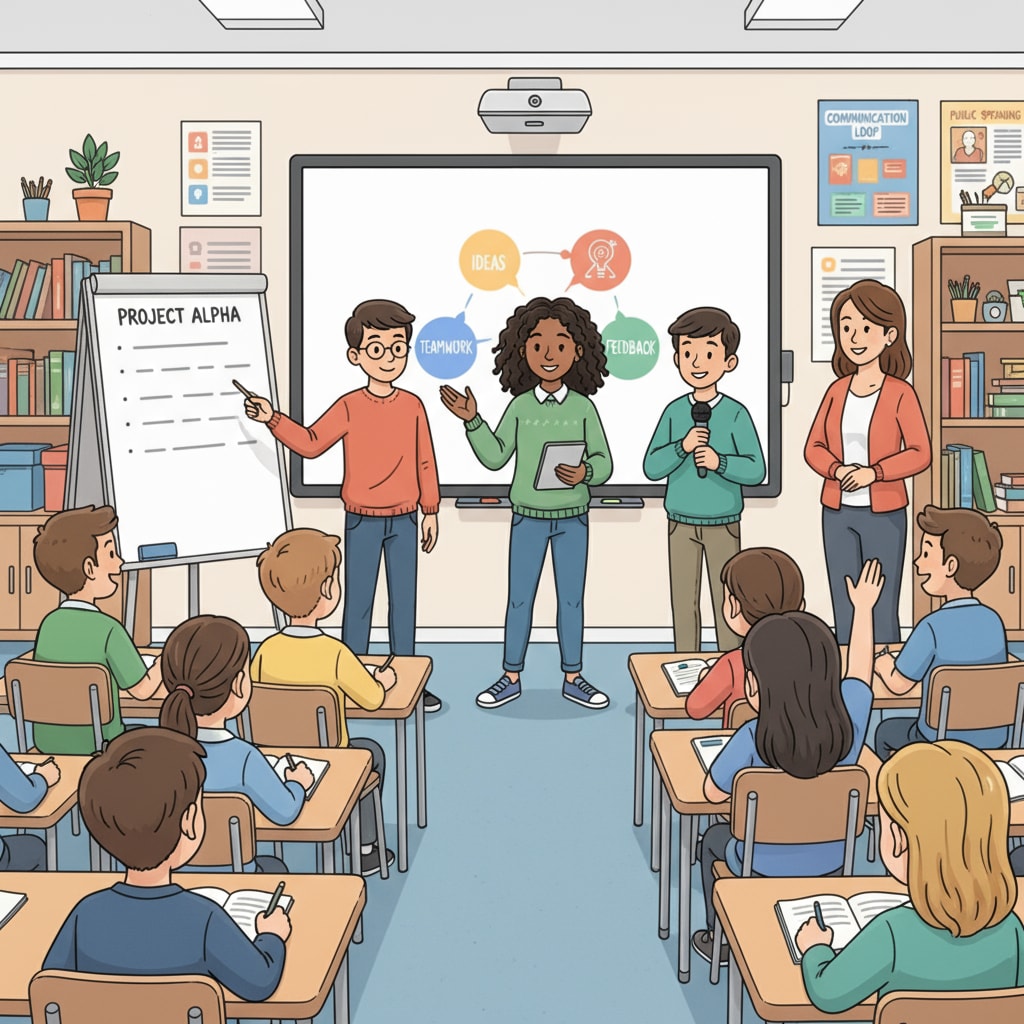 Middle school students showing communication skills for workplace readiness and education reform