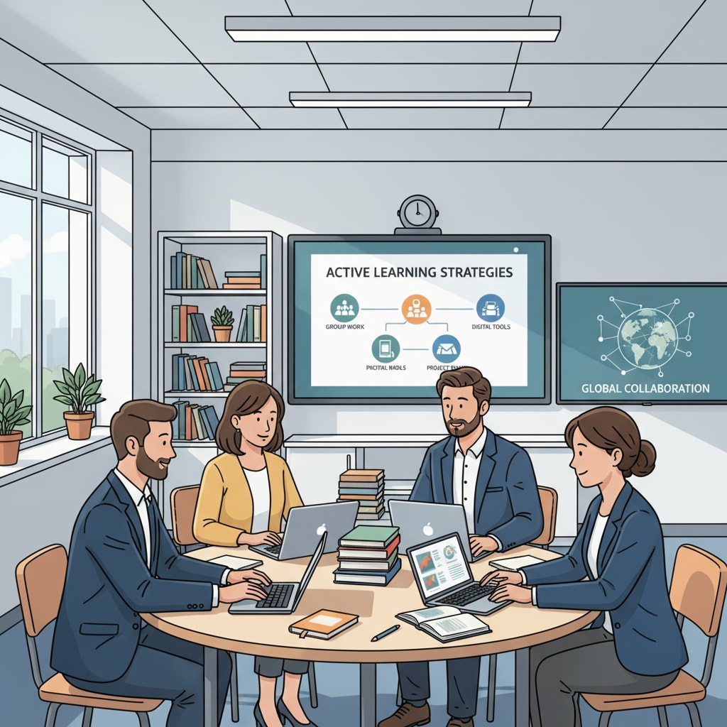 Educators discussing teaching effectiveness and modern teaching technologies in a graduate program context