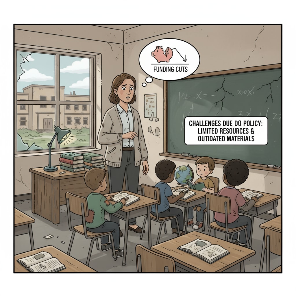 A teacher in a disadvantaged school affected by education funding and 'No Child Left Behind'