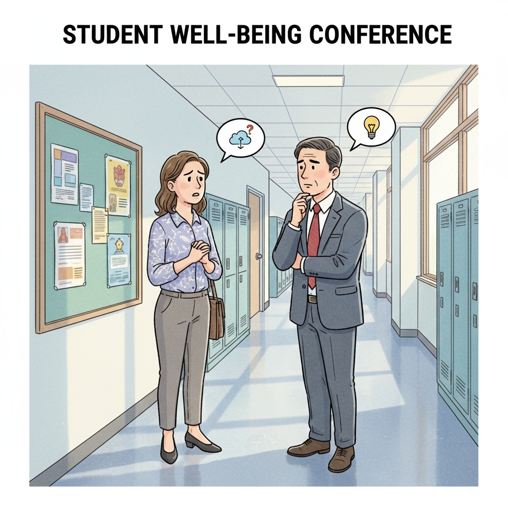 A teacher and an administrator discussing a student's academic progress in educational management