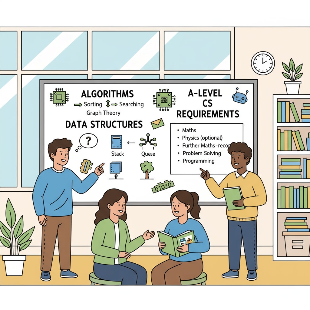 Students discussing education choices related to computer science and A-level