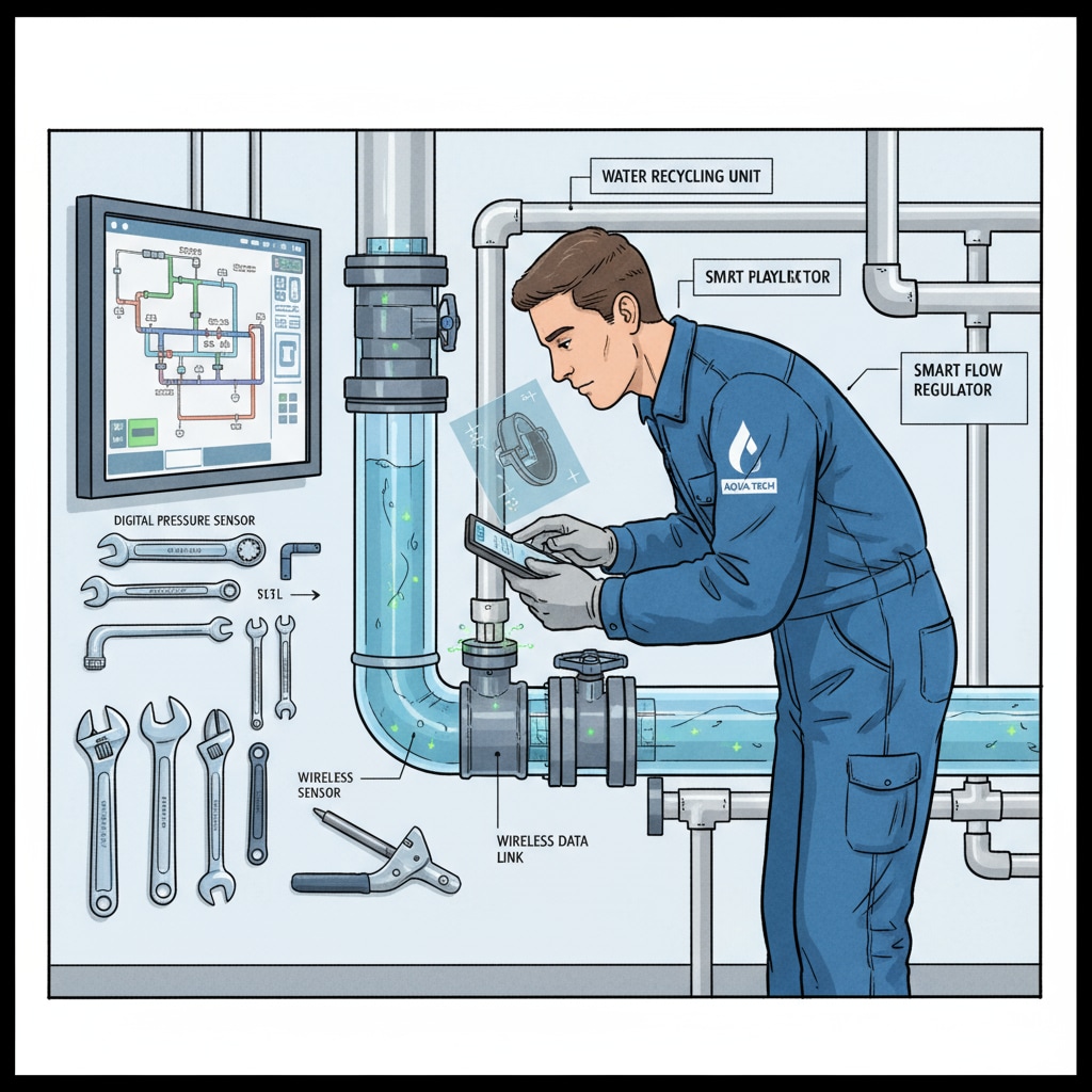 Student practicing plumbing skills with computerized elements relevant to education choices in computer science and A-level