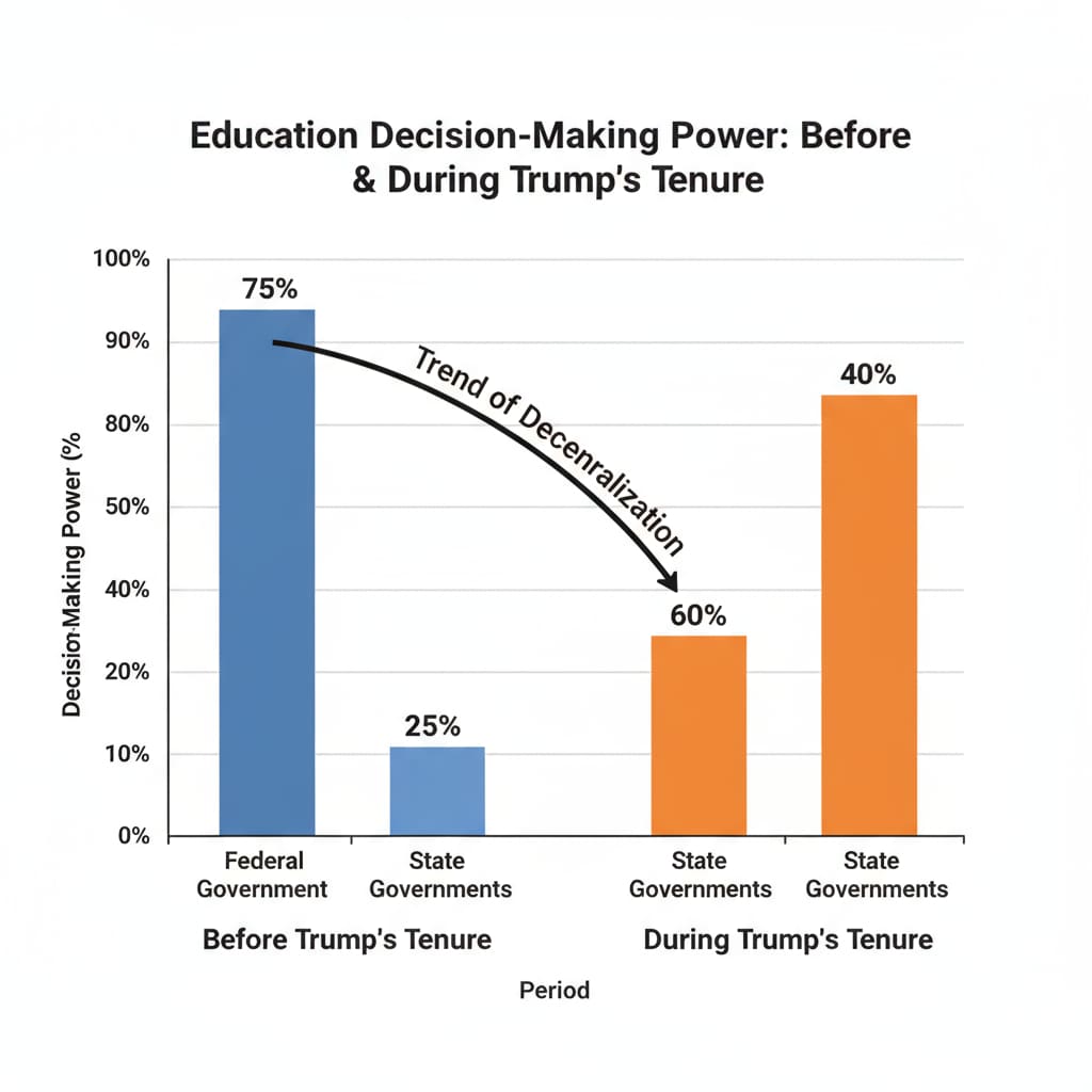 Graph showing the shift in education decision - making power during Trump's education reform