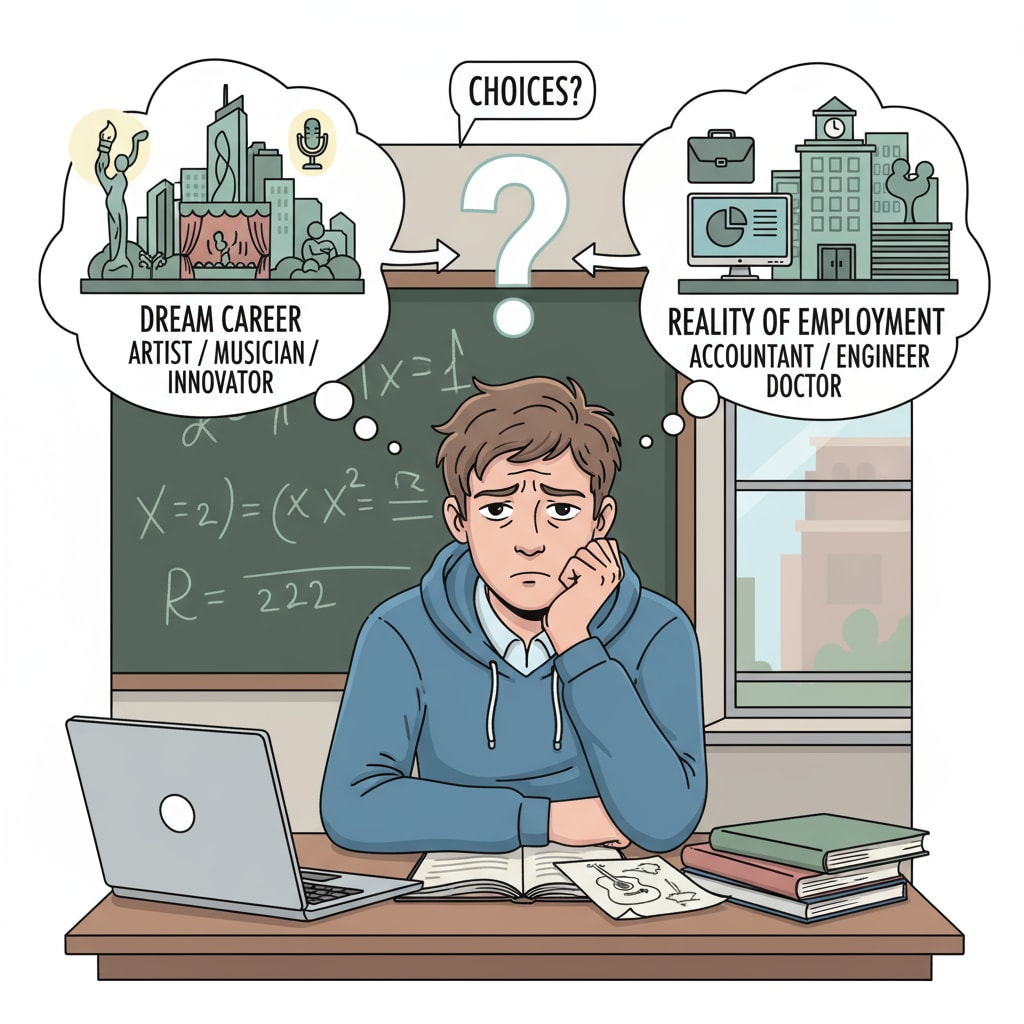 Student worried about career choices related to dream careers, employment concerns, and career planning