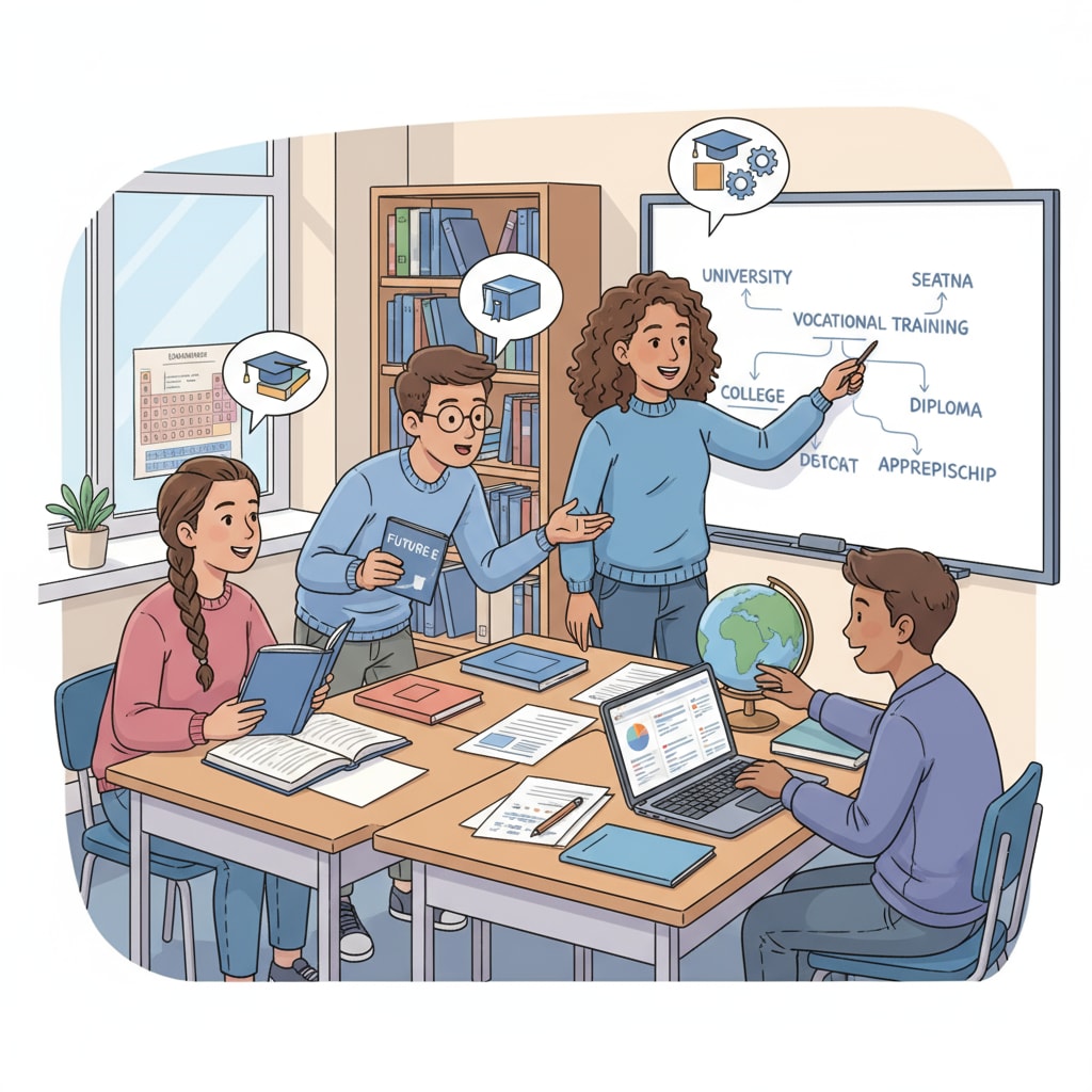 Teenagers discussing dropouts, GED, and educational choices in a classroom