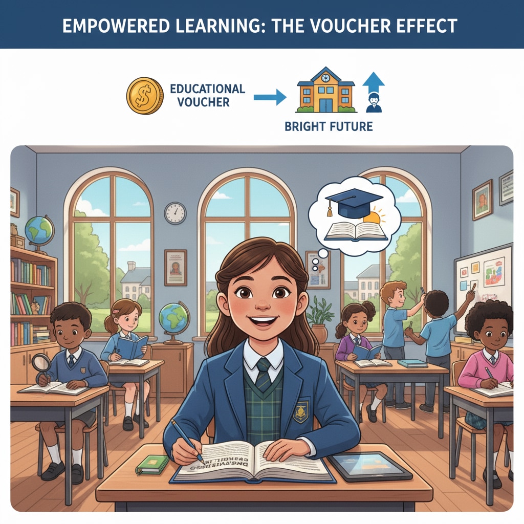 Student enjoying learning in a voucher-funded private school