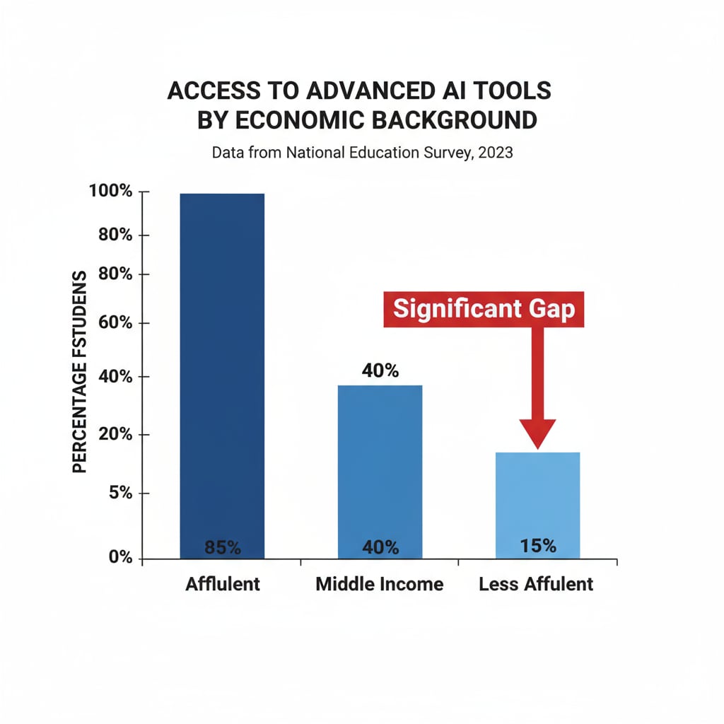 Graph showing the disparity in AI access among K12 students, relevant to AI policies, academic integrity, and skill devaluation