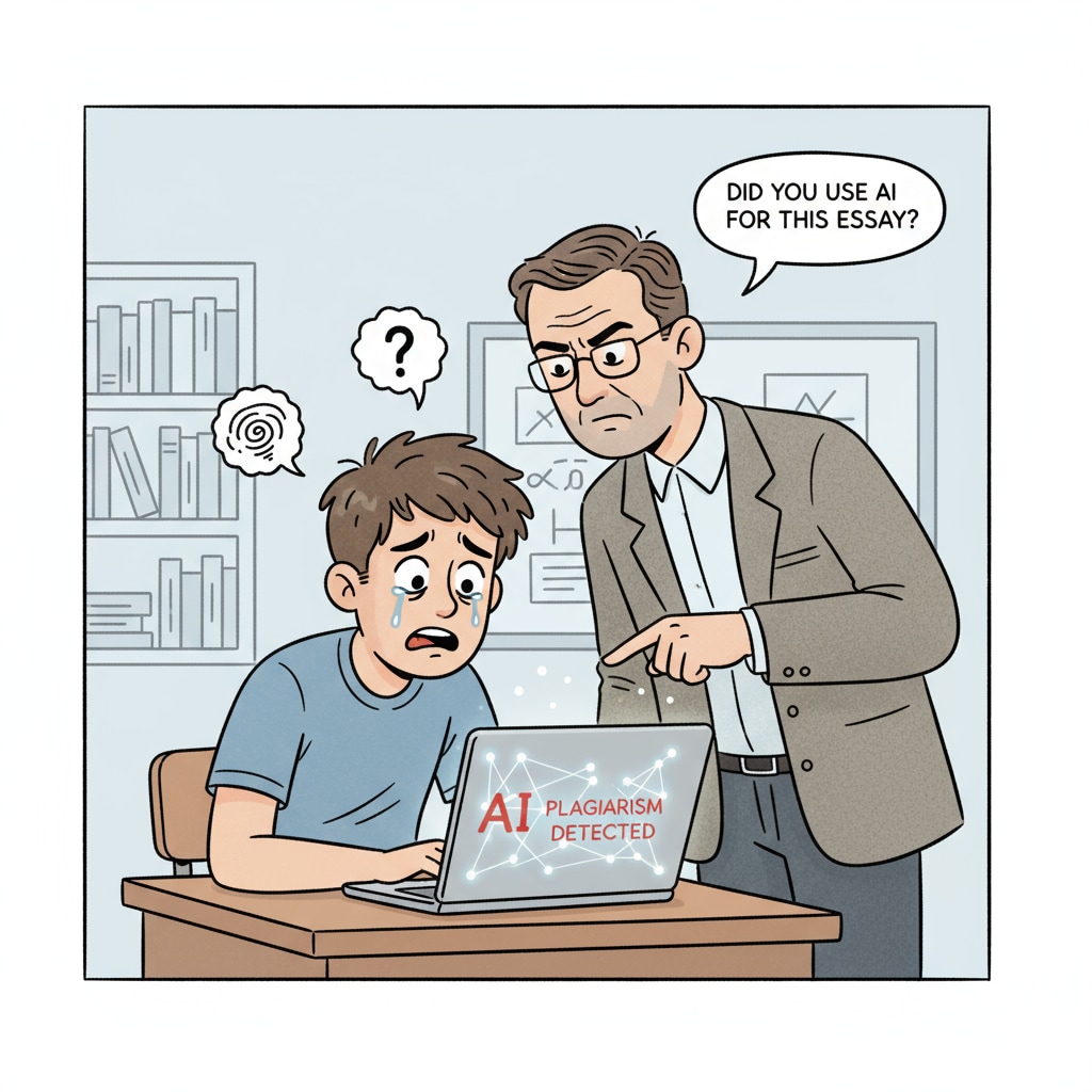 A worried student facing false accusations of AI cheating