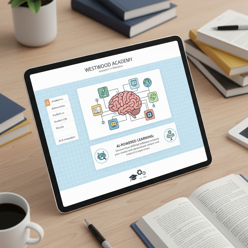 High school website page with an AI-generated image