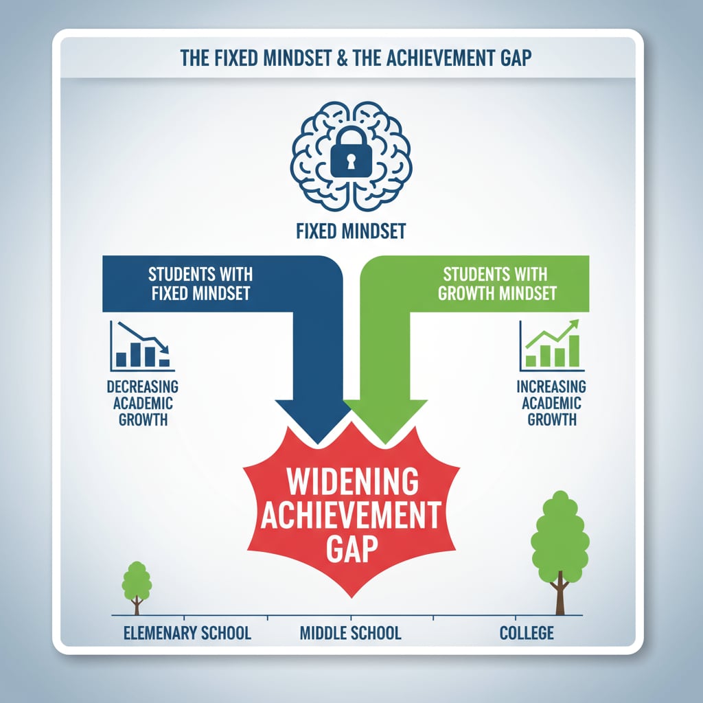 Graph depicting the negative impact of the fixed mindset on the American education system, cultural concepts, and the need for reform