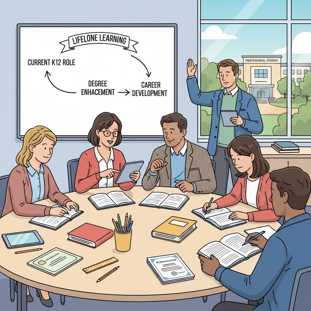 K12 educators participating in continuing education for degree enhancement and career choices.