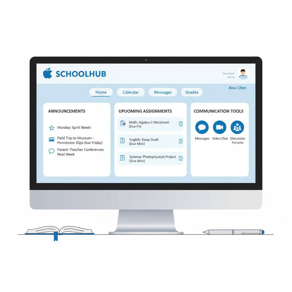 Screenshot of a school platform dashboard for home-school communication