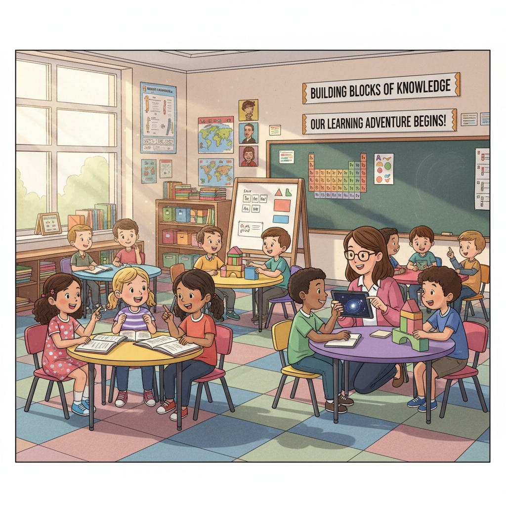 A group of students in a K12 classroom, looking engaged in learning. This represents the early stage of education where the seeds of academic success or failure are sown. Students in a K12 classroom related to academic failure, university, and student dismissal