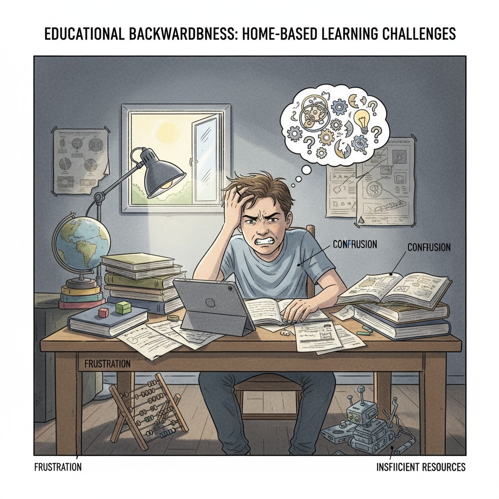 Adolescent struggling with educational backwardness in home education