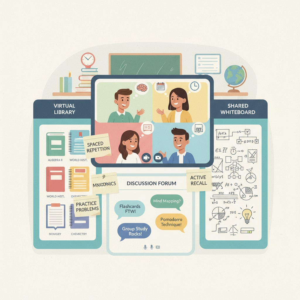 High school students sharing study methods and academic skills on a digital platform